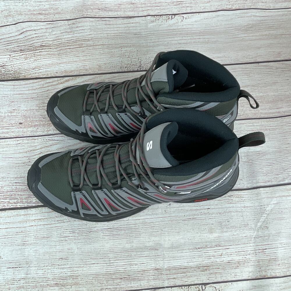 Salomon X Ultra Pioneer MID Mens Sz 11 Hiking Boots Peat Quiet Shade Biking Red - Picture 7 of 10